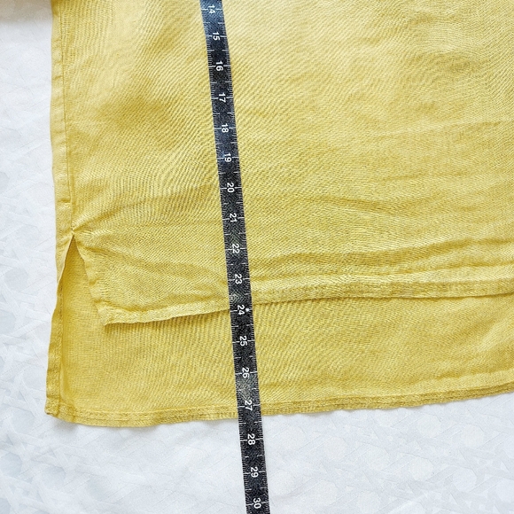 Bellambia Linen Peasant Top Small Yellow Airy Puff Balloon Sleeves Elastic Cuffs - Picture 5 of 7